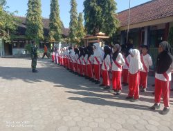 Tanamkan Jiwa Disiplin Babinsa Koramil 13 Lengkong Berikan Pelatihan PBB Kepada Siswa-Siswi SDN 1 Sawahan