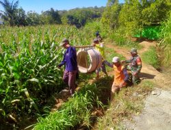 Serda Rusmali Gotong Royong Bersama Warga Pasang Bus Beton Penampung Air Irigasi