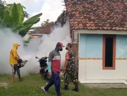 Cegah Demam Berdarah (DBD) Babinsa Koramil Kertosono Dampingi Kegiatan Fogging