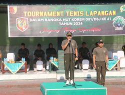 Dandim Madiun Resmi Membuka Lomba Tenis Lapangan dalam Rangka Peringatan HUT Korem 081/DSJ ke-61 Tahun.