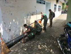 Koramil Ngantos Nganjuk Peduli kebersihan Tempat Ibadah di wilayah binaannya