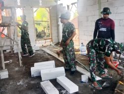 Anggota Satgas TMMD ke-124 Kodim 0810/Nganjuk Kebut Pengerjaan RTLH Di Desa Sumbermiri