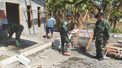 TNI Bedah Rumah Tidak Layak Huni Milik Bapak Pasiran di Desa Gampeng, Wujud Kepedulian terhadap Kesejahteraan Warga