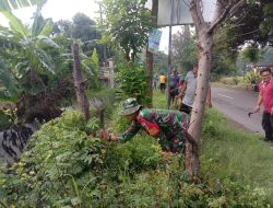 Rumput Liar Disikat, Lingkungan Jadi Bersih! Babinsa Patianrowo dan Warga Kompak Gotong Royong