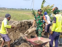 Dukung Kelancaran Aktivitas Petani, Babinsa Koramil 0810/15 Rejoso Bersama Warga Kerja Bakti Uruk Jalan Usaha Tani
