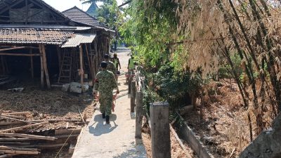 Progres 20 Persen, Kodim 0810/Nganjuk Bersama Warga Kebutan Pembangunan Jembatan Perintis Garuda di Desa Talun