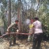 Cegah Api Meluas, Babinsa Koramil 0810/15 Rejoso Bantu Damkar Padamkan Kebakaran Rumpun Bambu di Wilayah Binaan
